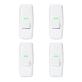 Leloco Pack of 4 Cord Switch 2-Pin Impulse Switch 250V 10A - Cable Switch/Intermediate Holder with Shock Protection for Desk Lamp Bed Lamp Table Lamps Small Appliances (White)