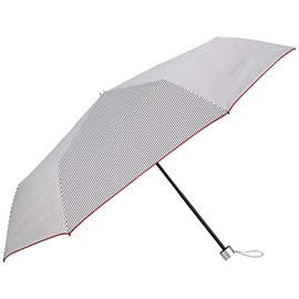 Moonbat Sweet Jasmil Folding Umbrella, Hickory Stripe x Hem Overlock, Rain Umbrella, Folding Umbrella, Lightweight, Windproof, Women's Navy Blue, Rib Length: Approx. 21.7 inches (55 cm), blue (navy