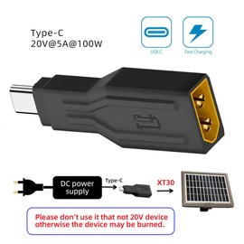 NFHK Adapter Type-C Male Input 100W 20V 5A PD to XT30 Male Output SC100 Protocol Fast Charging Adapter for RC Lipo Battery Quadcopter
