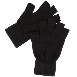Mens Black Fingerless Gloves One Size Fits All by MAGIC GLOVES