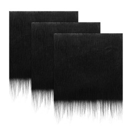 MECCANIXITY Faux Fur Fabric Square, 10x10 Inches Furry Fur Cuts Patches Plush Rug Chair Cover Seat Cushion Pad Black for Crafts Christmas Decoration Pack of 3