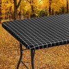 Spotjoy Rectangle Vinyl Table Cloth, Elastic Fitted Flannel Backed Plastic