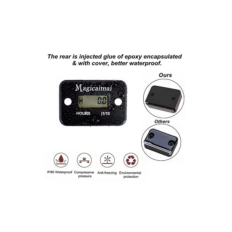 Magicalmai Inductive Hour Meter For Gas Engine Generator Lawn Mower