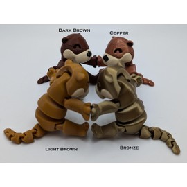 3D MENAGERIE 3D Printed Articulated Magnetic Otter Toy - Clam and Rock Toys Included (Light Brown, Small)