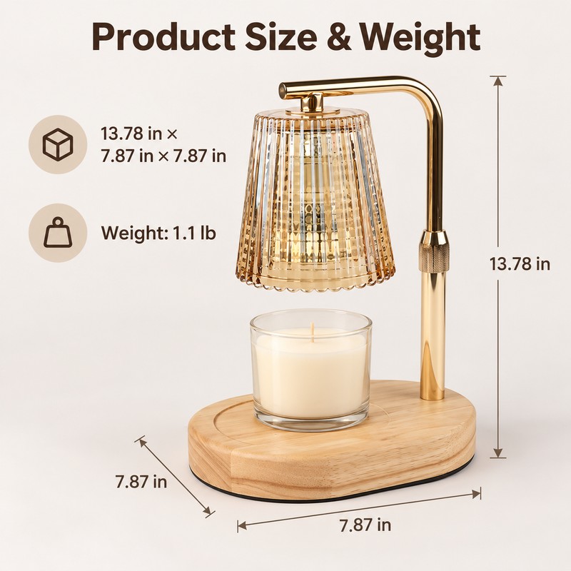 Dimmable Candle Warmer Lamp, Flameless Electric Wax Warmer for Scented