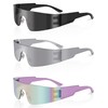 Futuristic Wrap Around Sunglasses Y2K Silver Trendy Rimless Glasses Cyberpunk