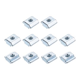 sourcing map 10Pcs M6 T Nut Tee Sliding Slot Nuts, T-Slot Nut Hammer Nut Block Square Nuts Fastener Carbon Steel Nickel Plated for Aluminum Extrusion Profile 4545 Series