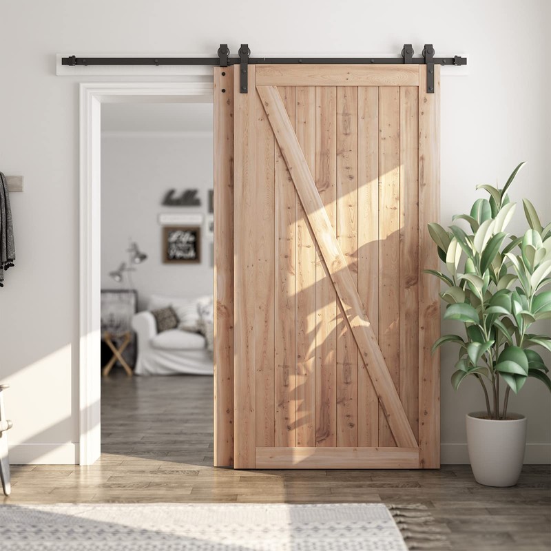 SMARTSTANDARD 7.5 Feet Bypass Sliding Barn Door Hardware Kit -