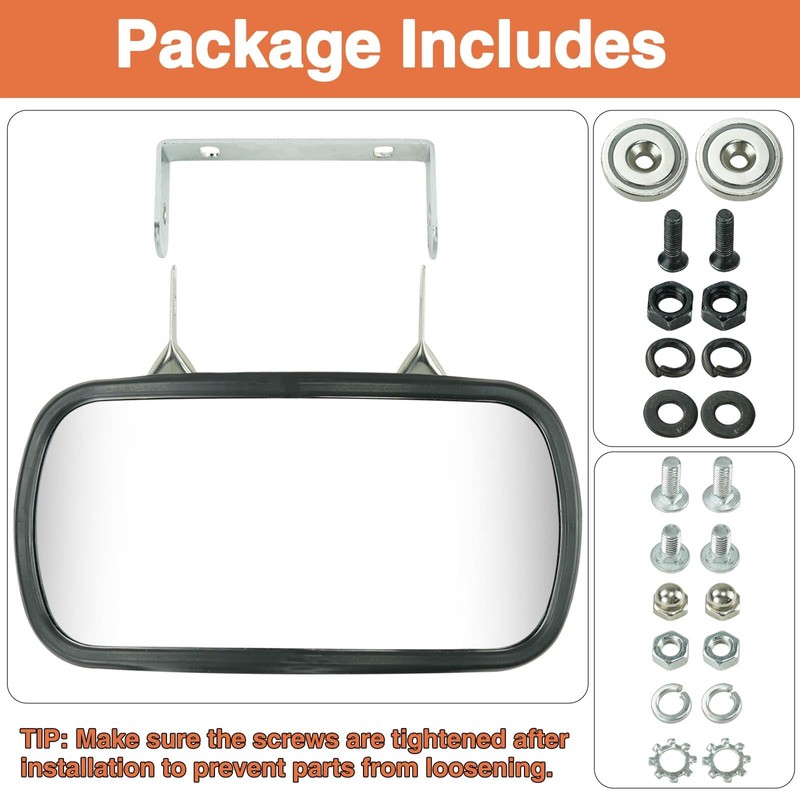 8" x 4" Universal Magnetic Tractor Mirror Stainless Steel Convex