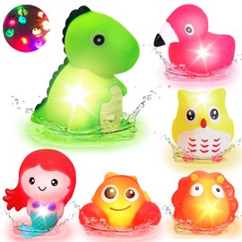 YOUYIKE leuchtende Badespielzeuge, Kleinkind Badespielzeug mit Licht, LED Badewannen Spielzeug Kinder, Badespielzeug Baby ab 1 2 3 Jahr, Leuchtet Wasserspielzeug für Kleinkinder Jungen Mädchen