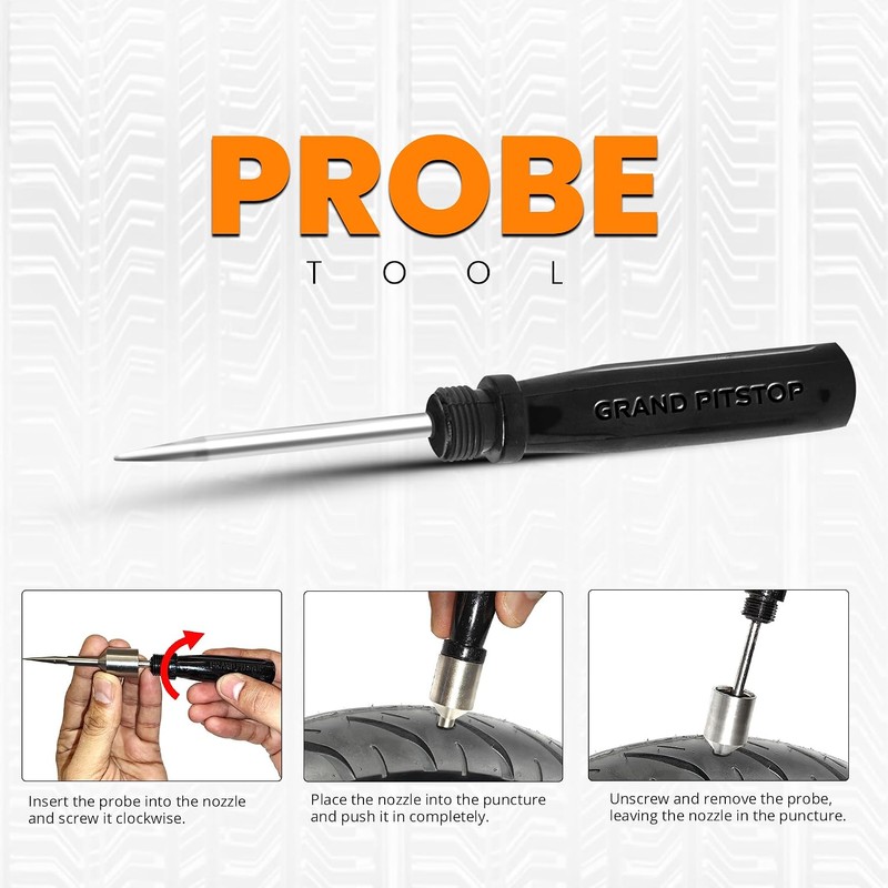 GRAND PITSTOP Tubeless Tire Gun Puncture Repair Kit with Mushroom