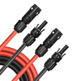 Slocable 8AWG Solar Panel Extension Cable 20Feet, 1500V Solar Cable Extension with IP68 Male and Female Connectors, for RV, Boat, Solar Panels, Car (20FT Red + 20FT Black)