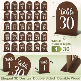 Woodamore Wedding Table Numbers 1-30, Wooden Table Numbers For Wedding Reception Decorations, Rustic Tables Number Signs, Wood Markers For Party, Restaurant