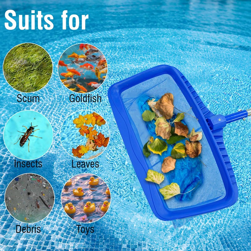 Pragmatist Pool Skimmer Net with 113.2 Inch Stainless Steel Pole,