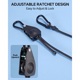 80" Heavy Duty Adjustable Carabiner Bungee Cord with Hooks, Easy to Adjust from 7" to 80", Black Ratchet Bungee Straps with Iron Carabiners & Superior Elasticity for Cargo, Luggage, Carts, etc (4 Pcs)