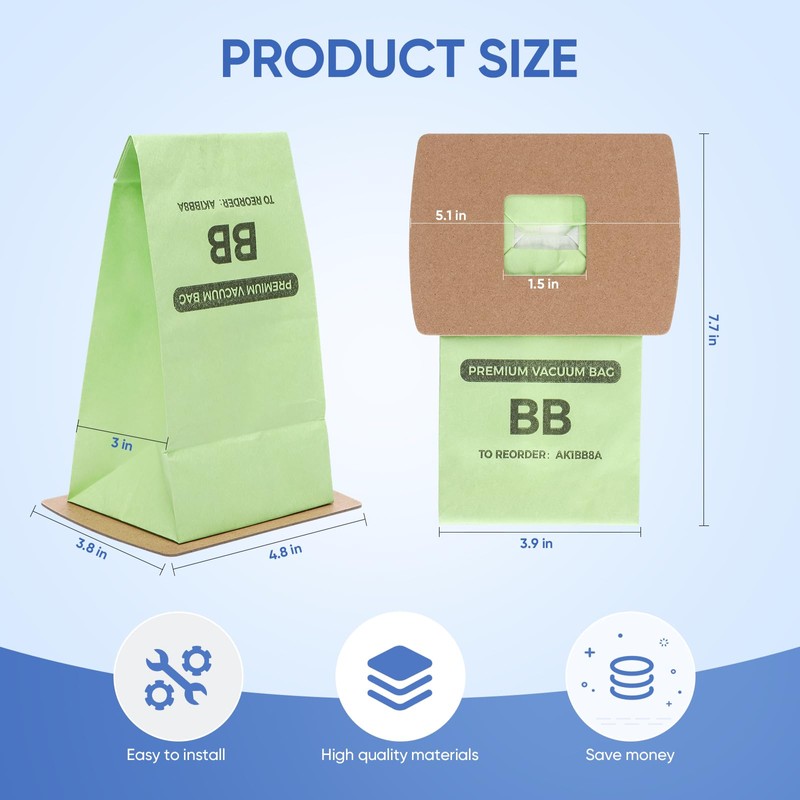 BB Compact Canister Bags Replacement for Oreck XL Buster B