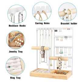 Kingling Jewellery Stand, Jewellery Holder, Jewellery Organiser, Jewellery Stand for Storing Necklaces, Earrings, Bracelets, Rings (White)