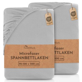 NatureMark 2 Pack Microfibre Fitted Sheet, Double Pack in Many Sizes and Colours Brand Quality Oeko-Tex Standard 100