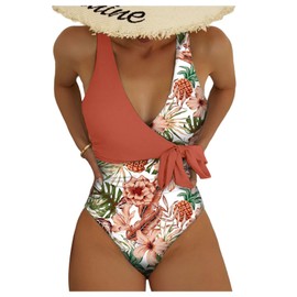 WDIRARA - Traje de baño monokini con tirantes delgados para mujer, Rosa oxidada., Small