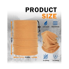 Supeniu Winter Neck Warmer, Polar Fleece Neck Gaiter Warm Face Cover, Cold Weather Ski Face Mask Windproof for Men and Women, Khaki, One Size