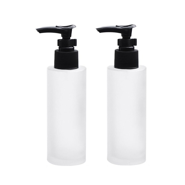 2PCS 100 ML/3.4 OZ Frosted Glass Pump Bottles with Black