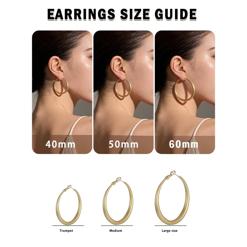 Gold Hoop Earrings for Women 60mm Matte Chunky Gold Hoop