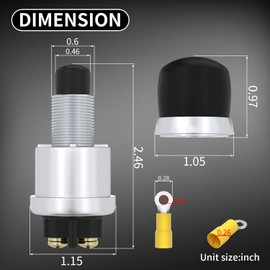 DaierTek Push Button Starter Switch 12V / 24V Waterproof Push Start Button 50A Heavy Duty Momentary Weatherproof for Horn Engine Car Truck Tractor Boat