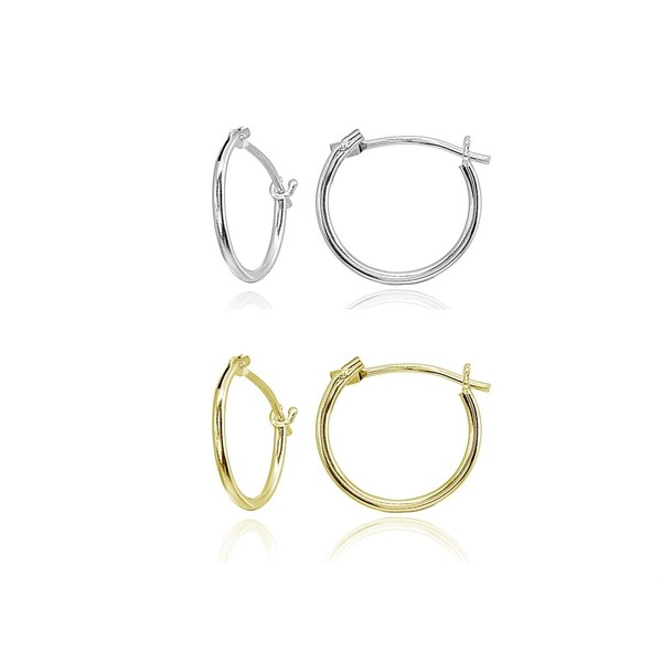 2 Pairs 14K Gold Tiny Small 12mm High Polished Round
