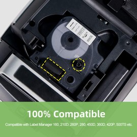 3 X 1/2 Tape Compatible with Dymo Label Maker Refills 12mm, Replacement for Dymo D1 Label Maker Refills 45013 S0720530 for Label Manager 160 160 210D 260P 280 360D 420P 450D COLORPOP