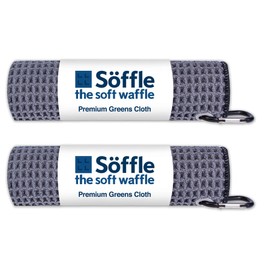 Soffle Waffle Golf Towels | 2 Pack | 16 X 16 with Clip | Convenient Waffle Greens Towel (Silver-Blk)