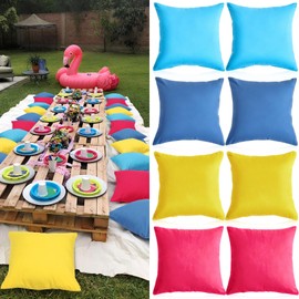 Yuntau Hawaiian Color 8 Pcs Picnic Pillow Covers Only 18x18 Inch Outdoor Pillow Cover Throw Cushion Cases Picnic for Summer Birthday Bachelorette Tea Party Brunch Beach Backyard Sofa Decor