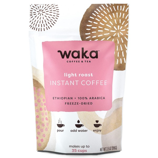 Waka - Café instantáneo de calidad — Tostado ligero — frijoles liofilizados 100% arábica etíope — 8 paquetes de una sola porción