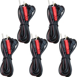 TENS Unit Replacement Lead Wires: 5 Pieces TENSSO 2.35mm Plug to 2mm Pin Electrodes Leads Wire for TENS 7000, for TENS 3000, for Accurelief and so on - 5 Pack