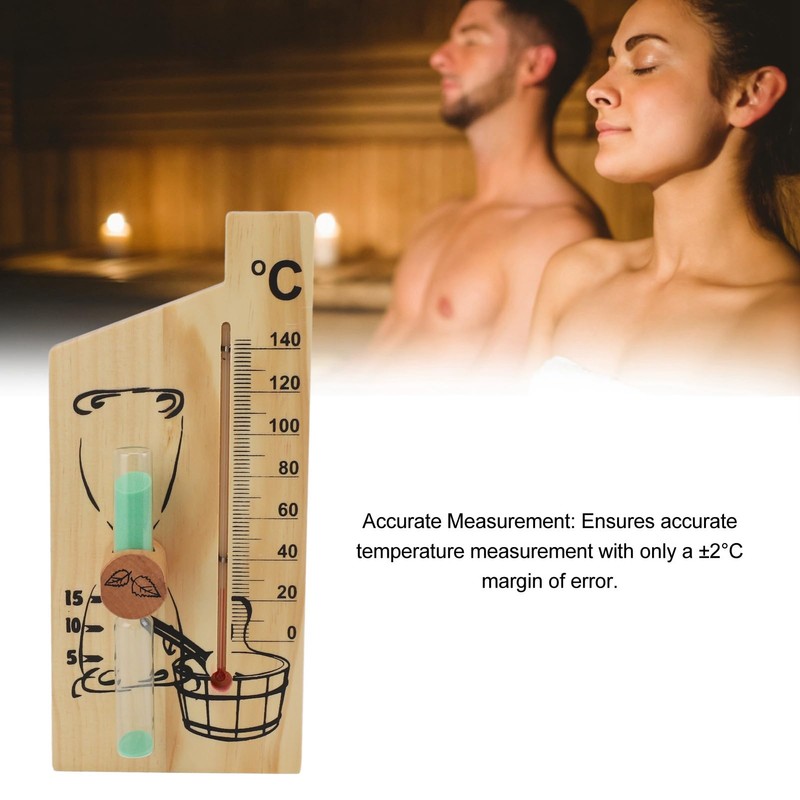 Aqur2020 Accurate Temperature Sauna Thermometer with 15 Minute Sand Timer,
