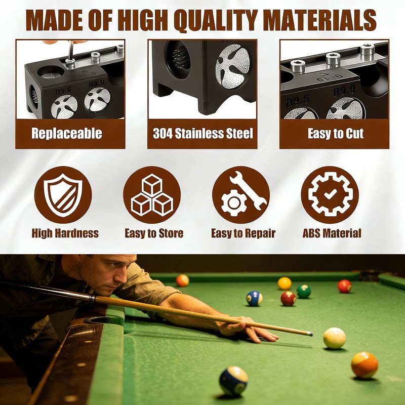 11-in-1 multifunctional cue repair kit,tip shaper,cutter,pricker,cleaner,billiards supply,portable maintenance tool for