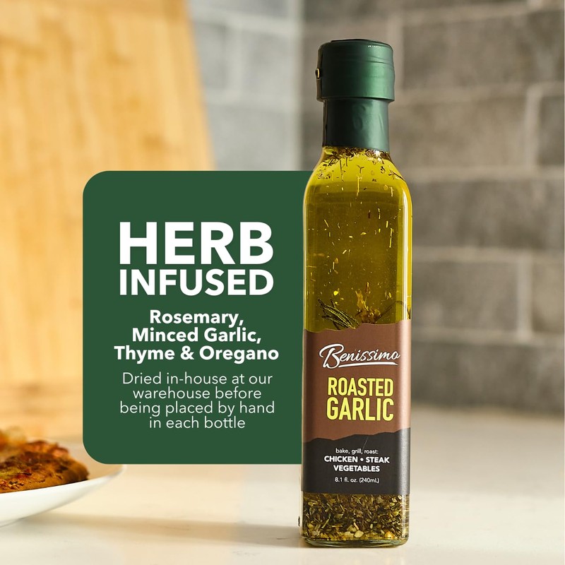 Benissimo Roasted Garlic Herb Infused Oil, All Natural Gourmet Cooking