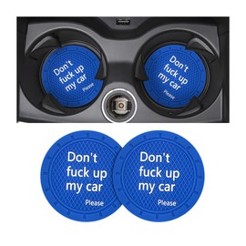 8sanlione 2 Pack Car Cup Holder Coasters, 2.75 Inch Non-Slip PVC Insert Cup Coaster, Anti-Scratch Auto Cup Mats for Women Men, Vehicle Interior Accessories Universal for Car, SUV, Truck (D Blue/2PCS)