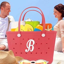 Fannoday Bag Charms for Beach Bag Alphabet Lettering Accessories Charms Compatible with Beach Bag All Models, Insert Decorative Letter for Handbag Beach Tote Bag-White