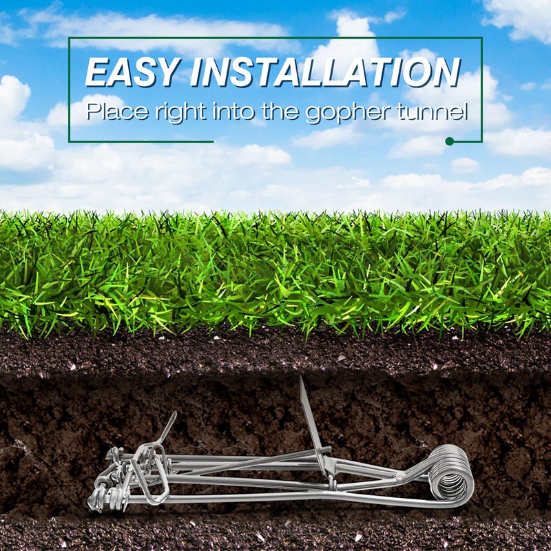 Qualirey 4 Pcs Outdoor Gopher Trap Easy Set Mole Trap