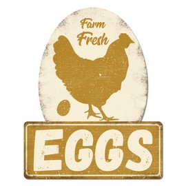 GLOBLELAND "Farm Fresh Eggs" Vintage Metal Tin Sign Retro Chicken Plaque Poster Metal Wall Decorative Tin Signs for Home Restaurant Coffee Shop Club Bar Decoration