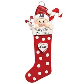 Babyâs First Christmas Baby Keepsake Baby 2021 Ornament â Baby's First Christmas Ornament â Red Baby 1st Christmas Stocking Ornaments for Baby Christmas â My First Christmas Baby Ornament