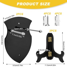 GZhaimai Pack of 2 Sword Holder Wall, Acrylic Sword Wall Mount + 2 Plate Stands for Wall, Sword, Dagger, Axe, Vertical Display and Decoration, with Screwdriver