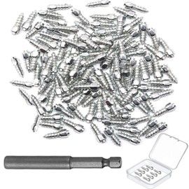 MaiMMaledy 100PCS Universal Tire Carbide Screw Spikes Skid Nails 9x4mm Anti-Slip for ATV/Car/Motorcycle/Bicycle Tires - Winter Emergency Aid - Enhance Grip on Snow Ice