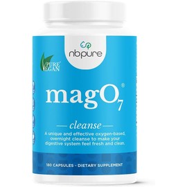 nbpure MagO7 - Natural Colon Cleanse & Detox - Occasional Constipation Relief, Stool Softening, & Bloating Support for Men & Women - Ozonated Magnesium Oxide, 180 Capsules