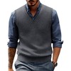 PaulJones Men's Knitted Vest Wool Sleeveless with V-Neck Elegant, darkgray
