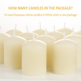 TELOSMA Natural Beeswax Candles Unscented - Pure Beeswax Votive Candles Smokeless - Drippless Mini Beeswax Pillar Candle for Home, Restaurants, Parties Decorations -Pack of 24, Off White
