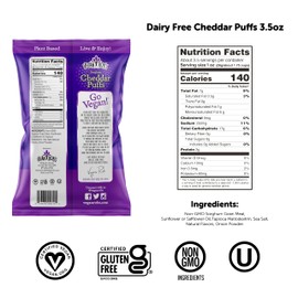 Vegan Rob's Cheddar Puffs Tasty Baked Vegan Cheese Bites - Plant-Based Healthy Snacks for Kids & Adults - Dairy Free & Gluten Free - 4 Count (3.5 Ounce)