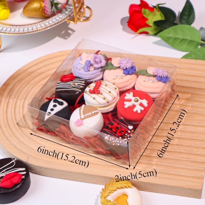RomanticBaking 20 Pack 6x6x2 Inches Cookies Boxes with Clear Window