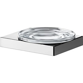 KEUCO Metal Chrome Shiny Crystal Glass Soap Dish for Bathroom Shower Kitchen Wall Mounted Soap Dish Soap Holder Edition 90 Square
