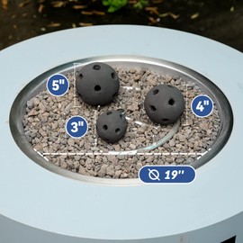 Skyflame Hollow Ceramic Fire Balls, Set of 12 Round Fire Stones Set for Indoor and Outdoor Fire Pits or Fireplaces Accessory, 4 Inch, Black